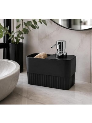 MSP Sıvı Sabunluk - 2'si 1 Arada Mutfak ve Banyo Tezgah Üstü Düzenleyici - Modern Tasarım, Pratik Kullanımlı Sıvı Sabun Pompası ve Sünger Bölmeli Deterjanlık Seti
