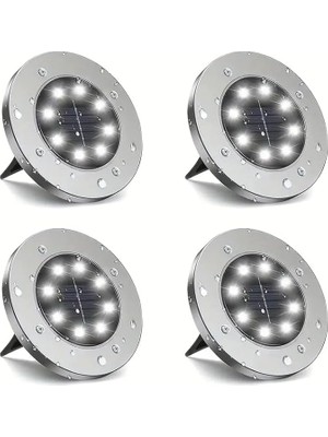 MSP 8 Ledli Solar Güneş Enerjili Beyaz Işık Su Geçirmez Bahçe Dekor Aydınlatma Lambası Bahçe Lambaları, Paslanmaz Çelik, Solar Lambalar, Su Geçirmez, Dış Mekan, Bahçe, Teras, Çim, Avlu, Yürüme Yolu (4)