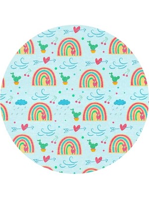 aklow akyoleticaret Leshan Yuvarlak Çocuk Halısı, Kadife ve Pamuk Tabanlı, Kaymaz, Yıkanabilir Antibakteriyel, 140X140