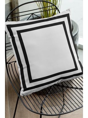 aklow akyoleticaret 43X43 cm Tay Tüyü Dokuma Kumaş Kırlent Kılıfı, Çift Taraflı, Modern Çerçeveli, KRL321