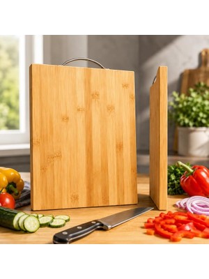MSP Bambu Kesme Tahtası 36 x 26 cm – Saplı Kalın Mutfak Kesim Tahtası, Sebze Meyve Et Ekmek Doğrama Tahtası, Dayanıklı ve Bıçak Dostu Ahşap Kesme Tahtası