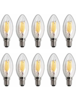 MSP Rustik Mum Buji Ampul – E14 Duy, 4W (35W Eşdeğer), 3000K Günışığı, 400 Lümen – 220-240V, 3.5X10 cm – 10’lu Paket