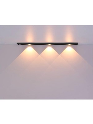 MSP Sensörlü Ledli Gece Lambası, Parlaklık Ayarı Yapılabilir, 3000K-6000K, 3 Mod, Kablosuz, Merdiven Aydınlatması, USB Şarj Edilebilir Işık, LED Manyetik Lamba (Cata - Bella - Siyah 40 Cm)