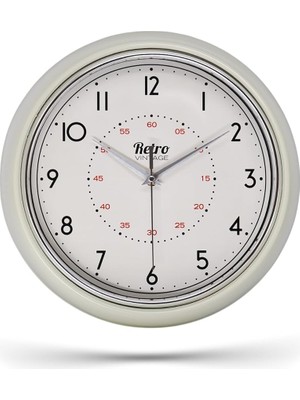 MSP Premium Serisi Retro Tasarım Metal Kadranlı Bombeli Cam Özellikli 30 cm Ev ve Ofis Saati Beyaz, 30CM