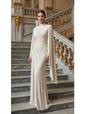 Perfect Mega Store New Elegans Pelerin Detaylı Abiye ELBISE-2499