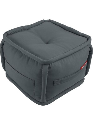 MSP Puffymod Dekoratif Kare Puf Orta Sehpa Ayak Uzatma Puf 40X32 cm (Gri)