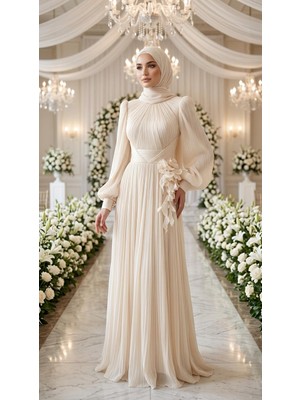 Perfect Mega Store Kenzel Beli Çiçek Detaylı Abiye ELBISE-25208
