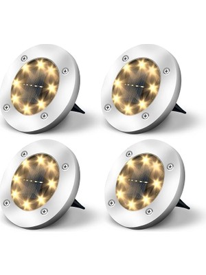 MSP Solar Lights Dış Mekan Bahçe Tavan Lambası, Güneş Enerjisiyle Çalışan 8 Led, Peyzaj, Yürüme Yolu, Çim, Merdiven Güvertesi, Bahçe Dekorasyonu Için, Sıcak (4'lü Paket) [enerji Sınıfı A+++ [enerji
