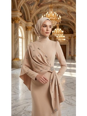 Perfect Mega Store My Dreams Yaka Taş Detaylı Abiye Elbise-Nilda