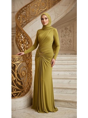 Perfect Mega Store Kenzel Bel Detaylı Tesettür Abiye ELBISE-26223