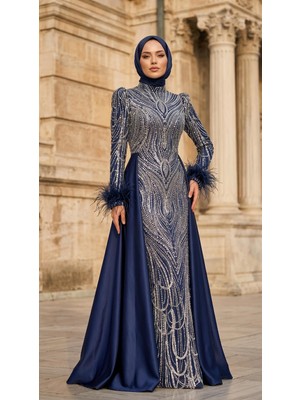 Perfect Mega Store New Elegans Pelerin Detaylı Abiye ELBISE-2440