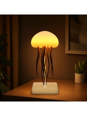 MSP Mood Light Rgb Denizanası Gece Lambası Usb-C Şarjlı Dahili Bataryalı Ses Aktif Modlu Renk Geçişli ve Sıcak Işık Modlu Dekoratif Ortam Lambası 12 LED 600MAH | L108