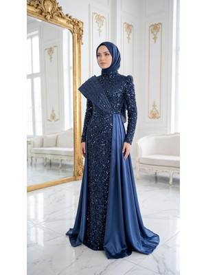 Perfect Mega Store Suenna Yaka Detaylı Payetli Abiye ELBISE-376