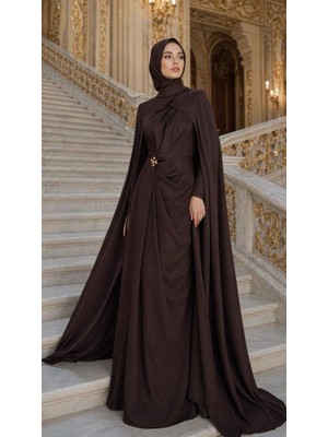Perfect Mega Store New Elegans Pelerin Detaylı Abiye ELBISE-2534