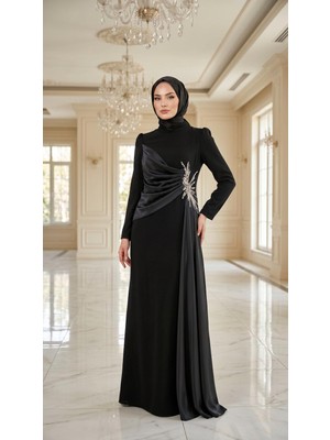 Perfect Mega Store Çınar Özkan Beli Taş Detaylı Abiye ELBISE-5285