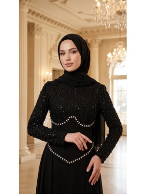 Perfect Mega Store New Elegans Korse Detaylı Abiye ELBISE-2503