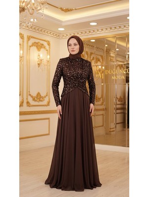 Perfect Mega Store Çınar Özkan Üstü Payet Detaylı Abiye ELBISE-5244