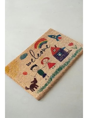 aklow akyoleticaret Doğal Koko Kıl Paspas 40X60 Cm, Hindistan Cevizi Lifli Kapı Önü Paspası