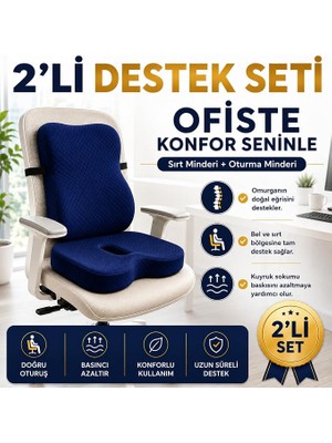 MSP Ortopedik Sırt ve Oturma Minderi Seti – Bel, Sırt ve Kuyruk Sokumu Için Ergonomik Visco Destek