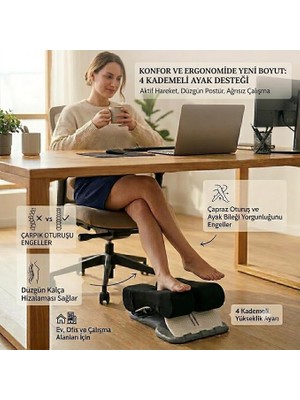 MSP Ergonomik Ayak Destek Pedi – 4 Kademeli Yükseklik Ayarlı Aktif Hareket ve Gün Boyu Konfor Sistemi