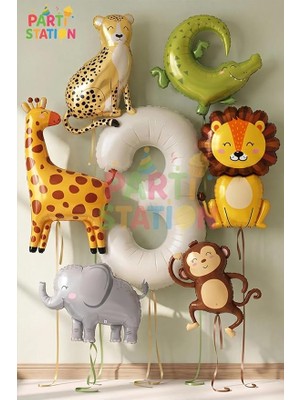 MSP Konsept Doğum Günü Süsleme Seti 3 Yaş Rakam Balon 7 Parça Dev Boy Balon Set