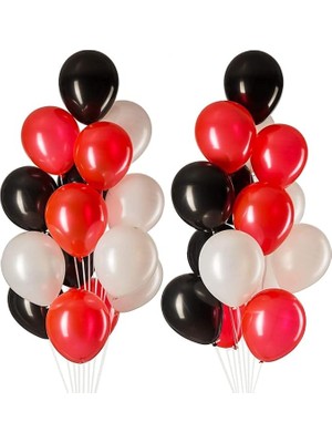 MSP Adet Kırmızı-Pastel Siyah- Beyaz Metalik Balon