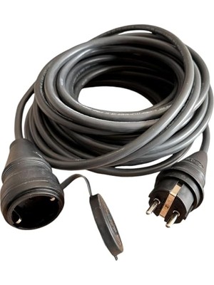 aklow akyoleticaret Evden Elektrikli Araba Şarj Uzatma Kablosu TOPRAKLI%100 Bakır 3x2.5mm (Siyah, 20 Metre)