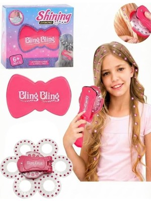 MSP Saç Taşı Yapıştırma Makinesi ve 90 Adet Işıltılı Mücevher Seti - Kız Çocuk Saç ve Moda Aksesuarı - Eğitici ve Eğlenceli Tasarım Oyuncağı (Bling Refill Set)