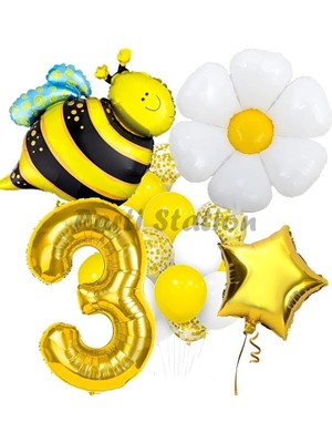 MSP ve Papatya Temalı 3 Yaş Balon Seti Doğum Günü Parti Dekorasyonu