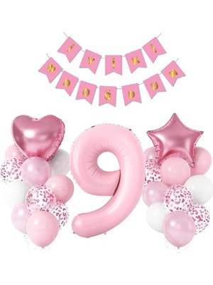 MSP Renk Rakamli Iyiki Doğdun 9 Yaş Balon Seti