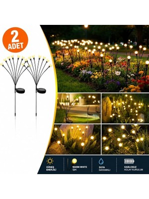 MSP Güneş Enerjili 70 cm Firefly Bahçe Lambası 8 LED Aydınlatma Dekoratif Solar Dış Mekan Balkon Yürüyüş Yolu