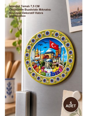 Yenilig 5 Adet Seramik Magnet – Istanbul Temalı 7,5 cm Ölçüsünde Buzdolabı Mıknatısı Souvenir Dekoratif Hatıra
