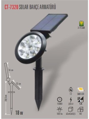 MSP 18W Solar Bahçe Armatürü G.ışığı Cata
