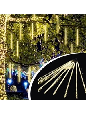 MSP 45 cm Plastik Meteor LED USB 2m Kablo Sarı Renk Ağaç Işığı – Renk Değiştiren Asmalı Dekoratif Bahçe ve Dış Mekan Aydınlatması (5264)