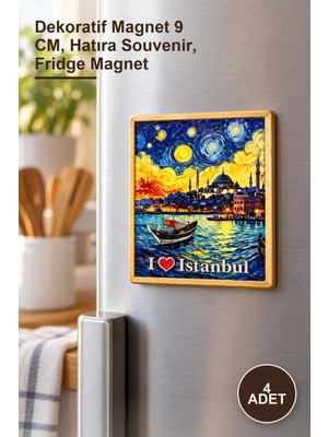 Yenilig 4 Adet Istanbul Temalı Buzdolabı Süsü – Dekoratif Magnet 9 Cm, Hatıra Souvenir, Fridge Magnet
