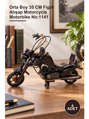 Yenilig 4 Adet Dekoratif Ahşap Harley Motor – Orta Boy 35 cm Figür Ahşap Motorcycle Motorbike NO:1141