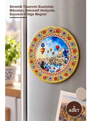 Yenilig 2 Adet Kapadokya Temalı Seramik Magnet – Seramik Tasarımlı Buzdolabı Mıknatısı, Dekoratif Hediyelik, Souvenir Fridge Magnet