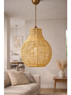 MSP Yapımı Tekli Sarkıt Avize 65X25 cm – Modern Dekoratif Tavan Lambası, Handmade Pendant Light, E27 Uyumlu, Salon Mutfak Yatak Odası Aydınlatma – Lumveran (Jüt)