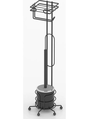 MSP Tekno Tel MG-096 Ayaklı Yedekli Wc Kağıtlık + Klozet Fırçalık Siyah