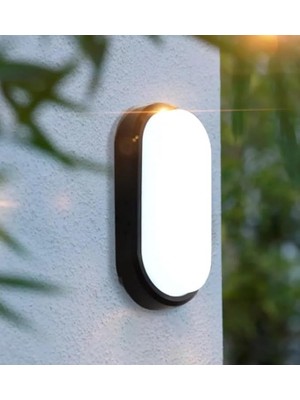 MSP Bahçe Balkon Banyo Teras Duvar LED Işık Nem Su Geçirmez Siyah Kasa Beyaz Işık 6400K