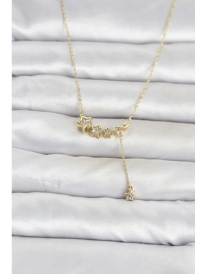 Givoria Pirinç Gold Renk Minimal Sallantılı Yıldız Model Kadın Kolye TJ-BKO11122 HXCDR47
