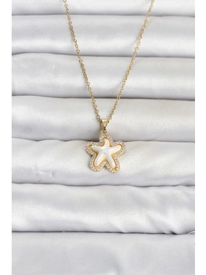 Givoria 316L Çelik Zincir Gold Renk Deniz Yıldızı Model Kadın Kolye TJ-BKO11084 HXCDR47