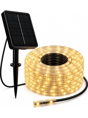 MSP Panelli Şerit LED Dış Mekan Aydınlatma, 3000K Sarı Işık, IP65 Su Geçirmez, Kesilebilir Solar LED Şerit, 6-14 Saat Çalışma