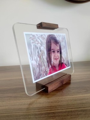 MSP Masif Ahşap Fotoğraf Standı - El Yapımı Şeffaf Akrilik Yüzer (Floating) Çerçeve ve Botanik Sergileme Standı (14 x 19)
