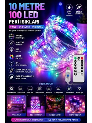 MSP Metre Renkli 50LED Işıklar Peri Işıkları 8 Mod Rgb Işıkları USB Çok Renkli Işık Peri Dize Işıkları Tel Fonksiyonlu Süsleme Ince Telli Aydınlatmalı Şerit LED Yılbaşı Işık Yılbaşı Süsü