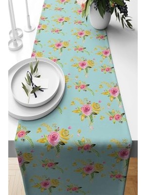 aklow akyoleticaret Mint-Pembe Leke Tutmaz Kumaş Runner 40 x 140