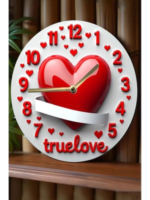 MSP Love Kalpli Mdf Duvar Saati – 33 cm 3D Görünümlü Sessiz Mekanizma Romantik Tasarım SDW244,SDW244 x