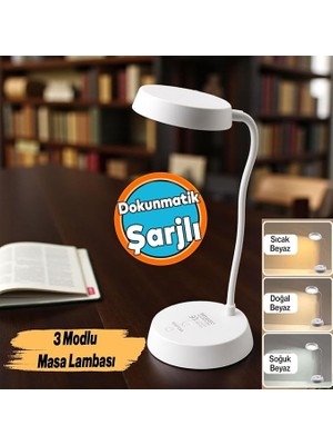 MSP Üstü Lamba Şarjlı Akrobat 360° 3 Kademe Dokunmatik Çalışma Okuma Işığı Gece Lambası Soft Işık