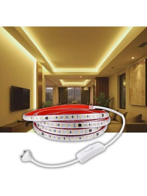 MSP LED Şerit, Beyaz ve Gün Işığı Şerit LED Işık 120 Led, Silikonlu 10 cm Kesilebilir, Aç Kapat Butonlu Fişli, Tak Çalıştır Gizli Tavan Işık Bandı Mutfak Tezgah (Gün Işığı, 5 Metre)