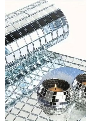 MSP Kare Silver Cam Mozaik Fayans Çıkartmaları Kendinden Yapışkanlı Aynalı, PRA-13113458-7030